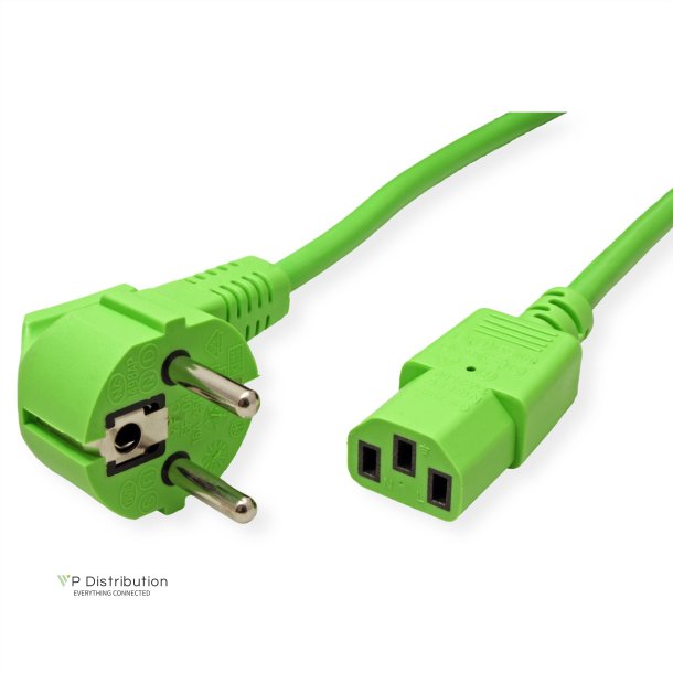 ROLINE Power Cable, straight IEC Connector, green, 1.8 m