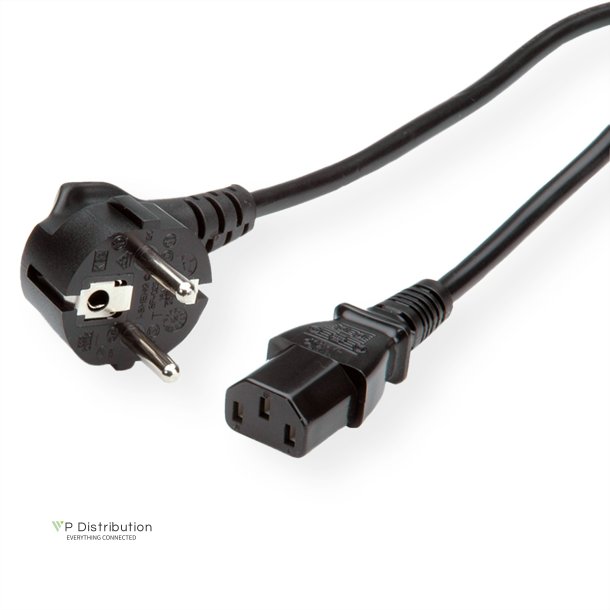 ROLINE Power Cable, straight IEC Connector, black, 1.8 m