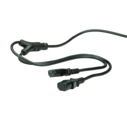ROLINE Y-Power Cable, 2x straight IEC Connector, black, 2 m