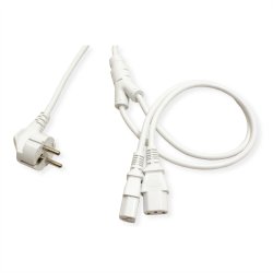 ROLINE Y-Power Cable, 2x straight IEC Connector, white, 2 m