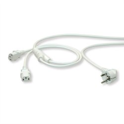 ROLINE Y-Power Cable, 2x straight IEC Connector, white, 2 m