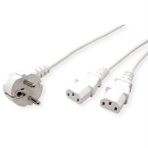ROLINE Y-Power Cable, 2x straight IEC Connector, white, 2 m