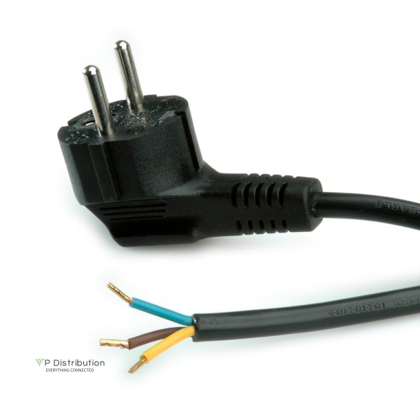 ROLINE Power Cable with Schuko connector / open end, AC 230V, black, 1.8 m