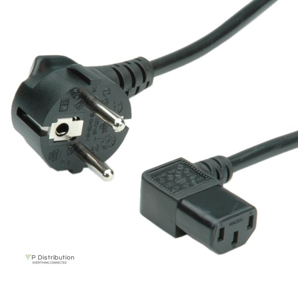 ROLINE Power Cable, angled IEC Connector, black, 1.8 m