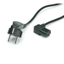 ROLINE Power Cable, angled IEC Connector, black, 1.8 m