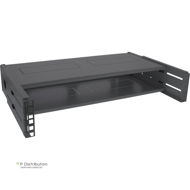 InLine&reg; 19" foldable rack, 2U, 24-40cm depth, with cover, black