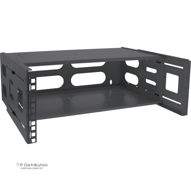 InLine&reg; 19" foldable rack, 4U, 24-40cm depth, with cover, black