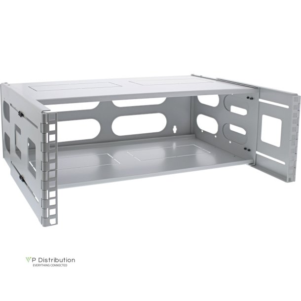 InLine&reg; 19" foldable rack, 4U, 24-40cm depth, with cover, grey