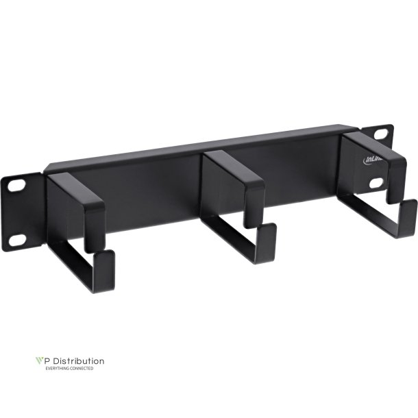 InLine&reg; 10" Cable management panel, 3 brackets, RAL9005, black