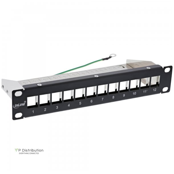 InLine 10" Patchpanel empty panel 12-way, for Keystone modules, 1U, RAL 9005 black