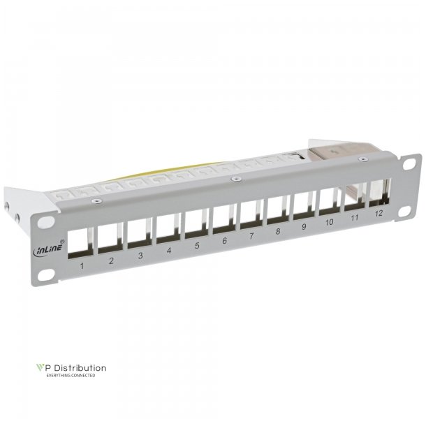 InLine 10" Patchpanel empty panel 12-way, for Keystone modules, 1U, RAL 7035 grey