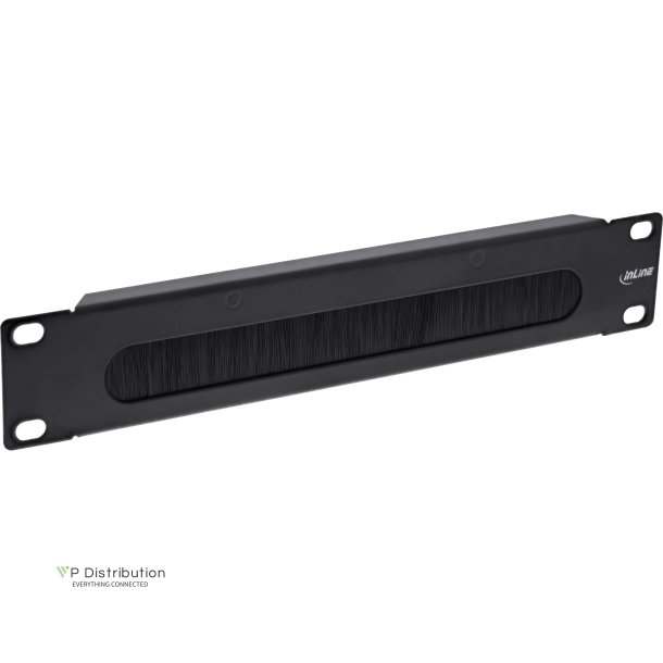 InLine&reg; 10" cable entry plate with brush, 1U, RAL 9005 black
