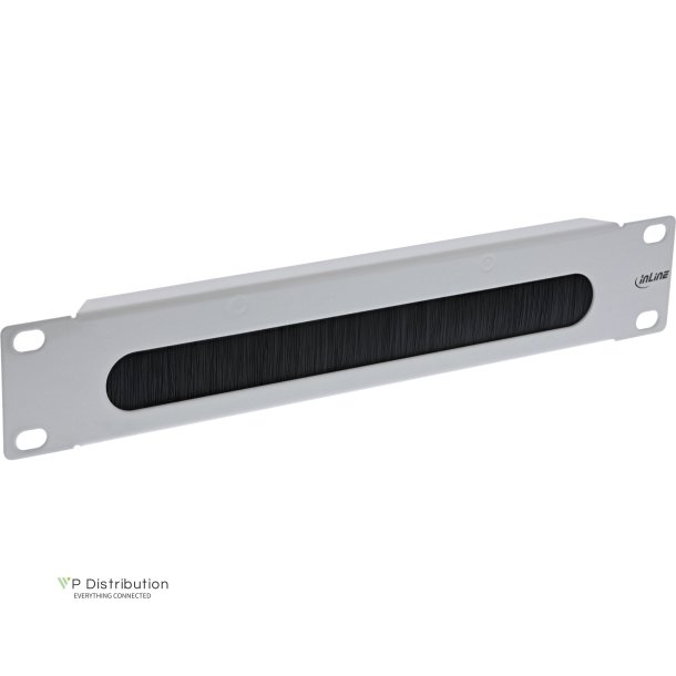 InLine&reg; 10" cable entry plate with brush, 1U, RAL 7035 grey