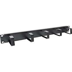 InLine&reg; 19" Cable management panel, 5 small brackets, RAL9005, black