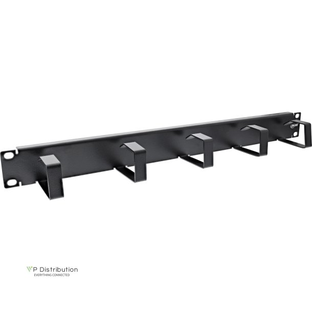 InLine&reg; 19" Cable management panel, 5 small brackets, RAL9005, black