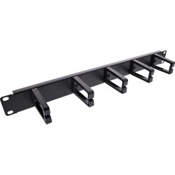 InLine&reg; 19" cable management panel, 5 plastic brackets, RAL 9005, black