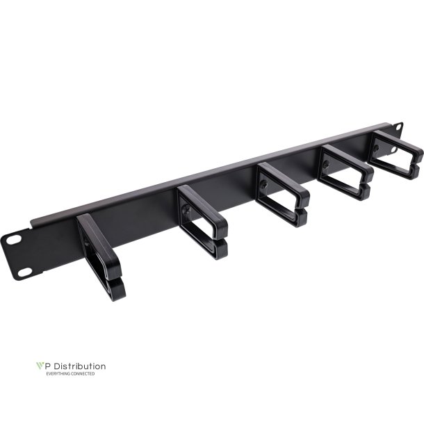 InLine&reg; 19" cable management panel, 5 plastic brackets, RAL 9005, black