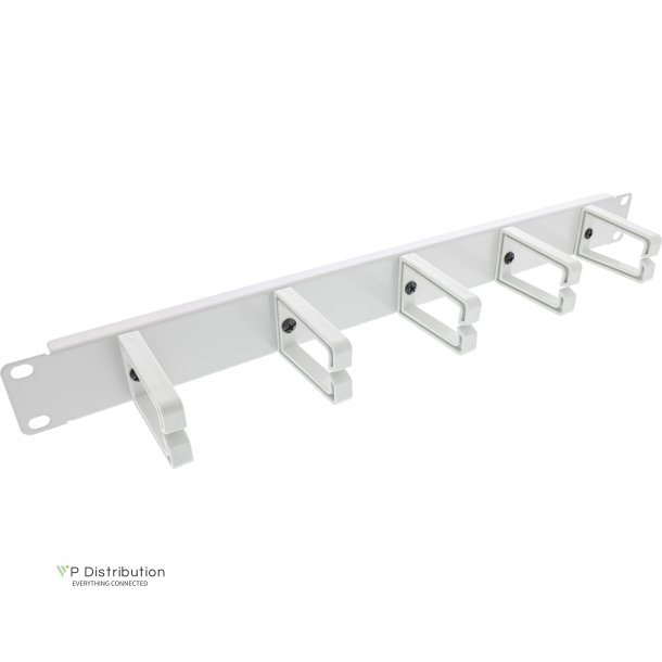 InLine&reg; 19" cable management panel, 5 plastic brackets, RAL 7035, grey