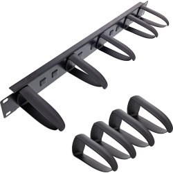 InLine&reg; 19" cable management panel, 9 plastic brackets removable, RAL 9005, black