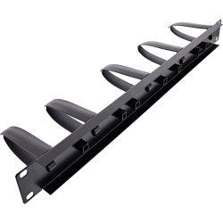 InLine&reg; 19" cable management panel, 9 plastic brackets removable, RAL 9005, black