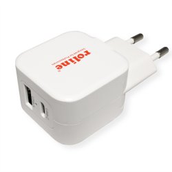 ROLINE USB Wall Charger Euro Plug, 2 Ports, 1x QC3.0 A + 1x C (PD), 20W