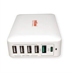 ROLINE USB Charger, 6 Ports (4x USB A, 1x USB C, 1x USB A QC3.0), max. 60W