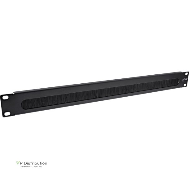 InLine&reg; 19" Cable entry plate with brush, 1U, RAL 9005 black