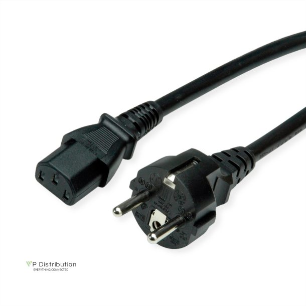 ROLINE Power Cable, straight IEC Connector, black, 1.8 m