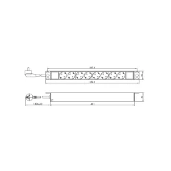 VALUE 19" 1UH, PDU 8 - way Socket, 45, 3m