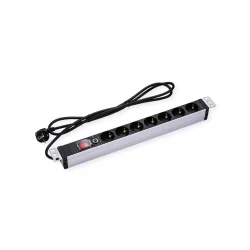 VALUE 19" 1UH, PDU 7 - way Socket, 45, with overload protector, 3m
