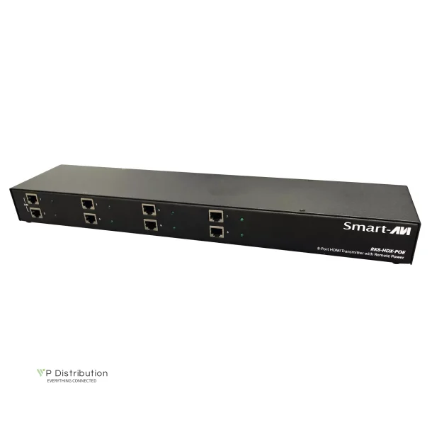 SmartAVI HDMI, Single-Head, &amp; IR 8-Port Rackmount Extender Transmitter over a Single Cat5/5e/6 Cable. Includes: [RK8- HDXPOE-TX, CCWPWR]