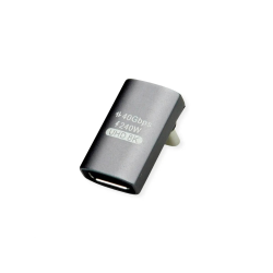 ROLINE USB4 40G Type C M ANGLE/F Adapter, Silver Grey ALU.
