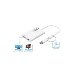 ROLINE USB-C/A to Dual HDMI DisplayLink Adapter, 4K60
