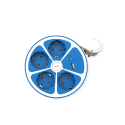 ROLINE Table Power Strip 4x, +Sw. 1x A + 1x C, CEE7/7, Blue, 1.5m