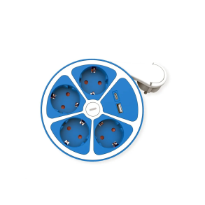 ROLINE Table Power Strip 4x, +Sw. 1x A + 1x C, CEE7/7, Blue, 1.5m