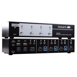 SmartAVI HDMI, 3-Port, KVM Switch with USB 3.0, MHL and Stereo Audio support. Includes: [HKM-PRO, PS5VD3A]