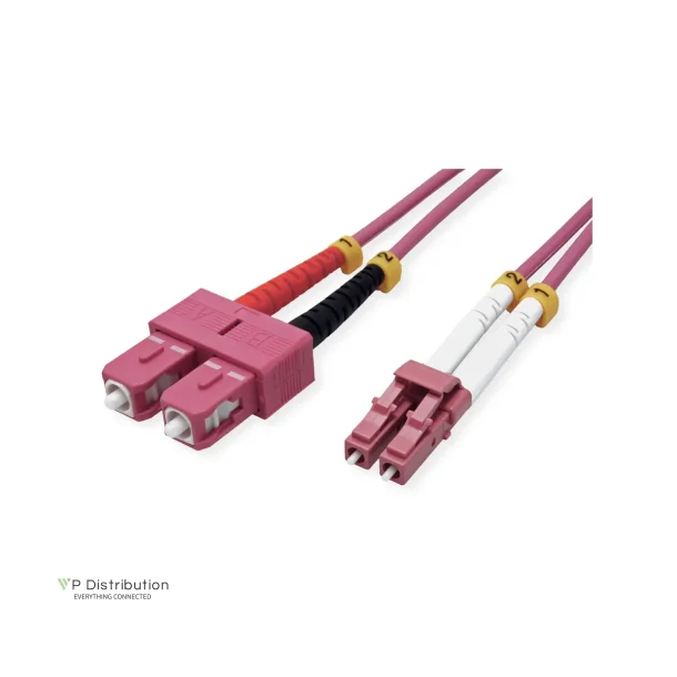 VALUE FO Jumper Cable, Duplex, 50/125&micro;m, LC/SC, OM4, violet, 0.5m