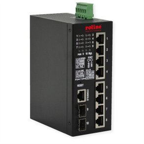 ROLINE Ind. SNMP 10x GbE Switch, 2x SFP Web-based Managed, 250W