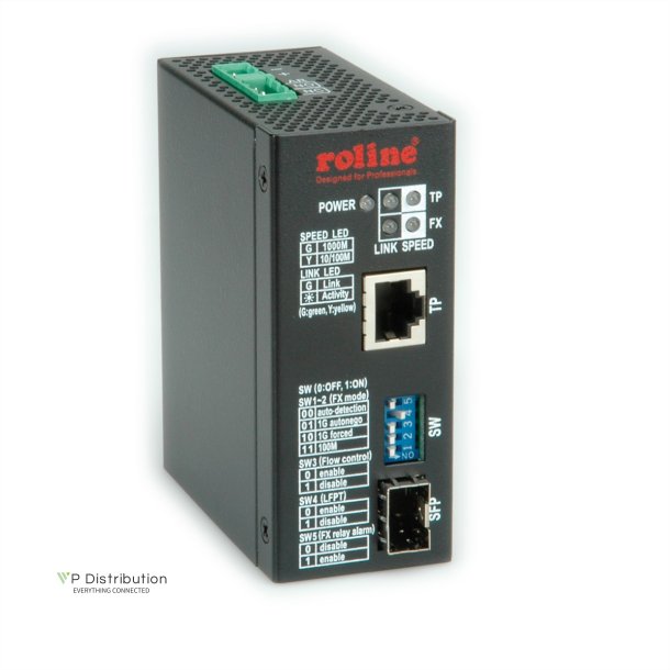 ROLINE Industrial Converter, 10/100/1000T - 100/1000 Fiber