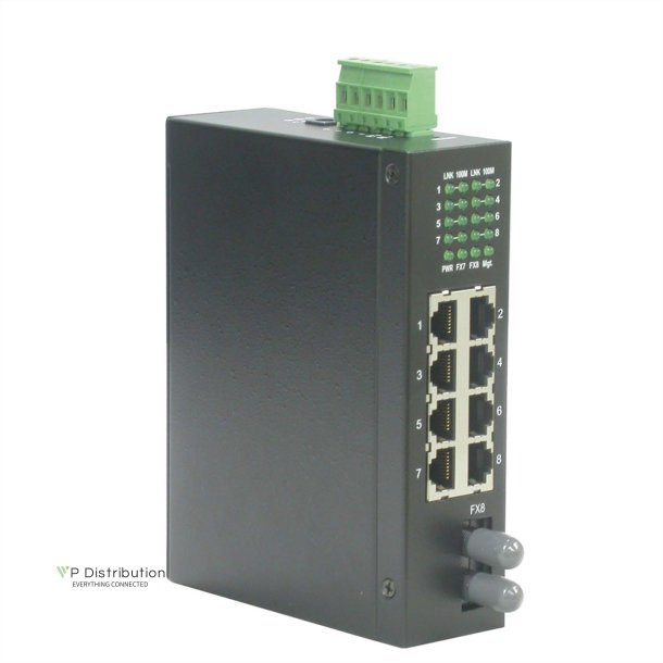 ROLINE Industrial Switch, 7x RJ-45, 1x ST, unmanaged