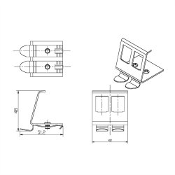DIN Rail Adapter for 2 Keystone modules