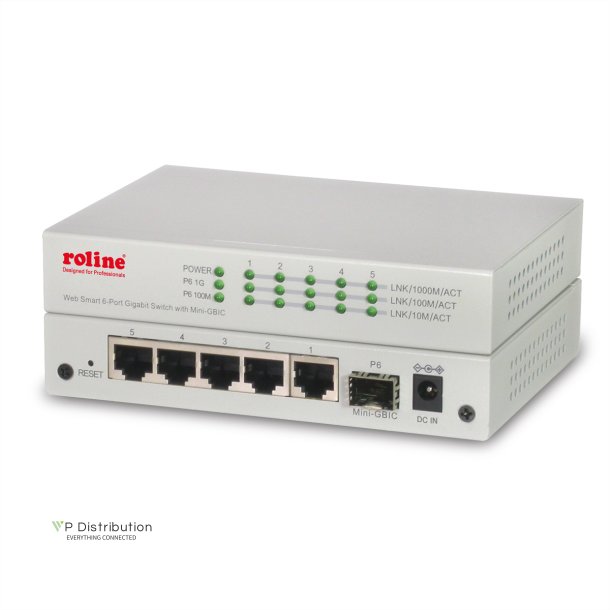 ROLINE Gigabit Ethernet Switch, 6x (5xGbE + 1x Gbic(SFP)), managed