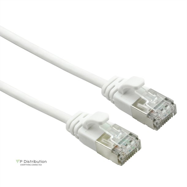 ROLINE U/FTP Data Center Cable Cat.7, with RJ45 Plug, 500 MHz(Class EA), LSOH, slim, white, 0.5 m