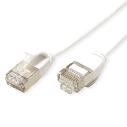 ROLINE U/FTP Data Center Cable Cat.7, with RJ45 Plug, 500 MHz(Class EA), LSOH, slim, white, 3 m