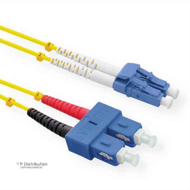 ROLINE Fibre Optic Jumper Cable duplex, 9/125&micro;m, OS2, LC/SC, duplex, yellow, 0.5 m