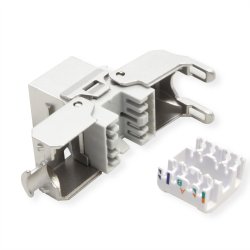ROLINE Cat.6A (Class EA) Keystone, RJ-45, STP, with shutter, tool-free, silver