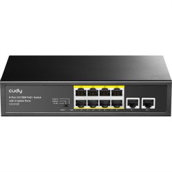 CUDY FS1010P 8-Port 10/100M PoE+ Switch 2 Uplink Ports 120W