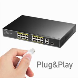 CUDY FS1018PS1 16-Port 10/100M PoE+ Switch 2 Gigabit Uplink 1 SFP Port 200W