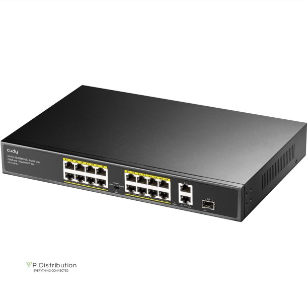 CUDY FS1018PS1 16-Port 10/100M PoE+ Switch 2 Gigabit Uplink 1 SFP Port 200W
