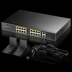 CUDY FS1018PS1 16-Port 10/100M PoE+ Switch 2 Gigabit Uplink 1 SFP Port 200W